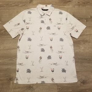 Travis Mathew Island Paradise Mens Hawaiian Golf Polo Shirt Size Large AOP